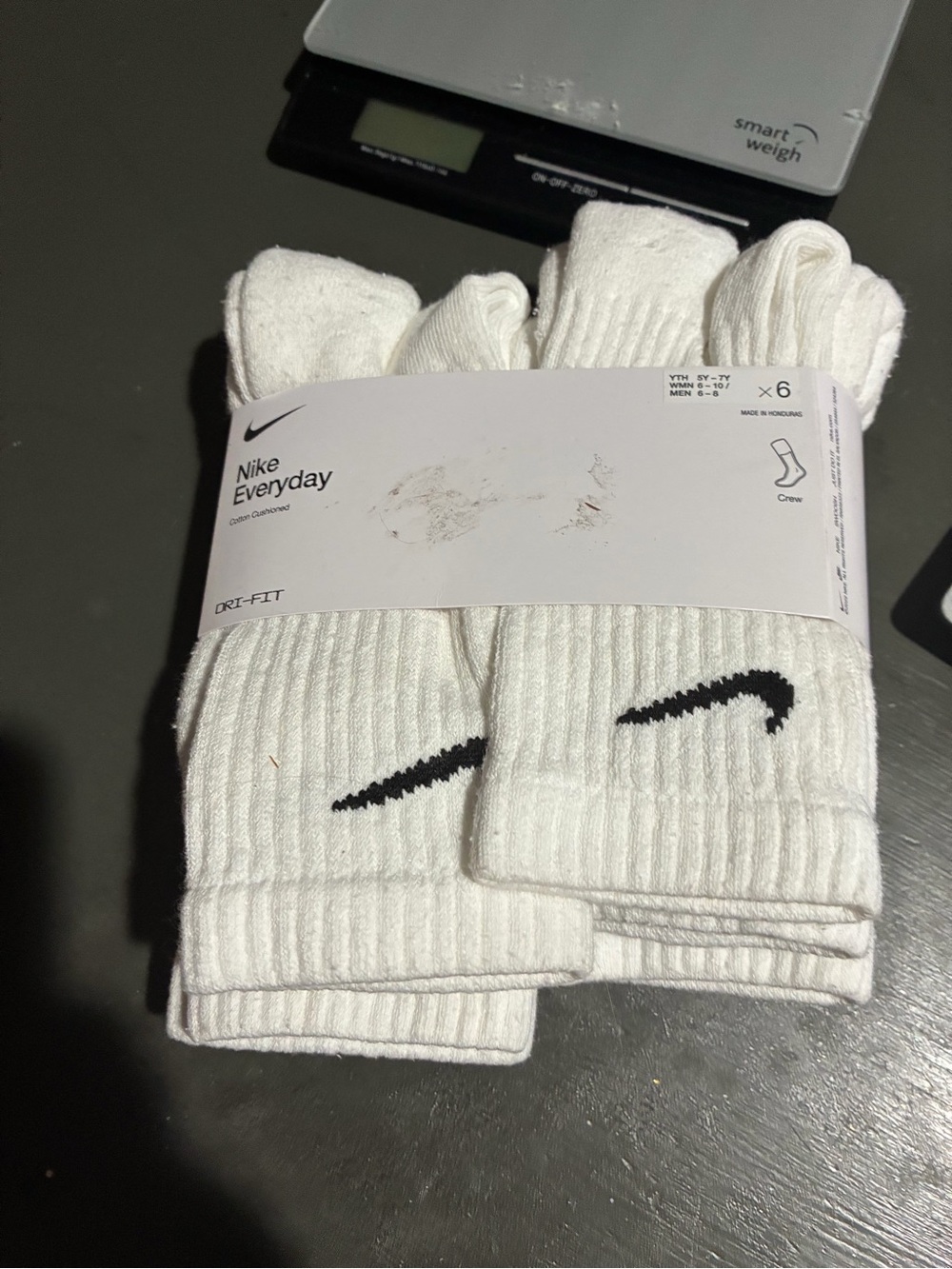 Nike Everyday Dri Fit Crew Socks size (5Y-7Y) (6 ct) NIP